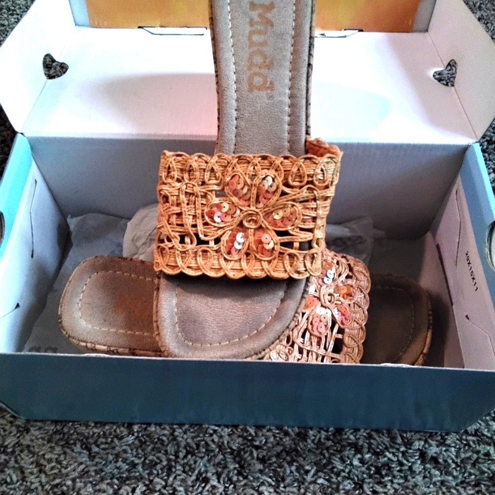 Mudd orange cork sandals